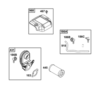 Air Cleaner Group Diagram and Parts List for 44N677-0053-B5 400000 - 699999 Briggs and Stratton Engine